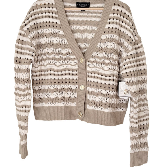Laundry Shelli Segal XL Pointelle Knit Cardigan Sweater Old Money Cottagecore - Picture 1 of 10